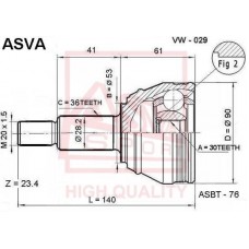 VW-029 ASVA Шарнирный комплект, Привідний вал