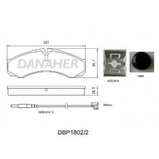 DBP1802/2 DANAHER Комплект гальмівних колодок дисковий гальм