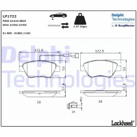 LP1722 DELPHI Комплект гальмівних колодок дисковий гальм