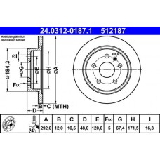 24.0312-0187.1 ATE Гальмівний диск
