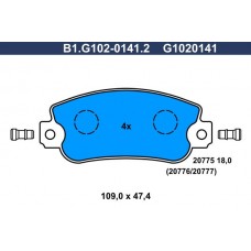 B1.G102-0141.2 GALFER КомплеК т гальмівних колодок, дискове гальмо