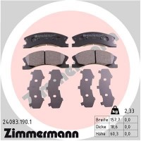 24083.190.1 ZIMMERMANN КомплеК т гальмівних колодок, дискове гальмо