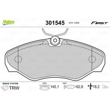 301545 VALEO КомплеК т гальмівних колодок, дискове гальмо