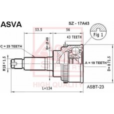 SZ-17A43 ASVA Шарнирный комплект, Привідний вал