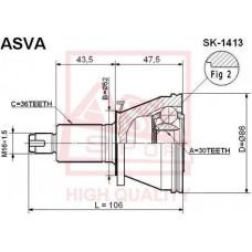 SK-1413 ASVA Шарнирный комплект, Привідний вал