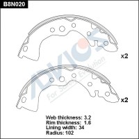 B8N020 ADVICS Комплект гальмівних колодок