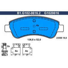 B1.G102-0616.2 GALFER Комплект гальмівних колодок дисковий гальм