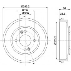 8DT 355 301-041 HELLA Гальмівний барабан