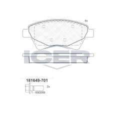 181649-701 ICER Комплект гальмівних колодок дисковий гальм