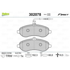 302078 VALEO Комплект гальмівних колодок дисковий гальм