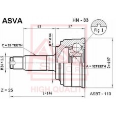 HN-33 ASVA Шарнирный комплект, Привідний вал