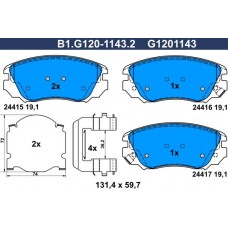 B1.G120-1143.2 GALFER Комплект гальмівних колодок дисковий гальм