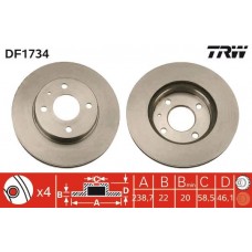 DF1734 TRW Гальмівний диск