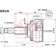 NS-69A44 ASVA Шарнирный комплект, Привідний вал