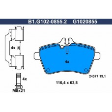 B1.G102-0855.2 GALFER Комплект гальмівних колодок дисковий гальм