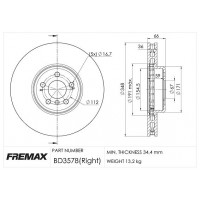 BD-3578 FREMAX Гальмівний диск