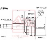 OP-1051A29 ASVA Шарнирный комплект, Привідний вал