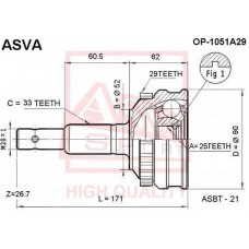 OP-1051A29 ASVA Шарнирный комплект, Привідний вал