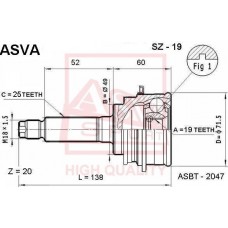 SZ-19 ASVA Шарнирный комплект, Привідний вал