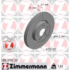 280.3192.20 ZIMMERMANN Гальмівний диск