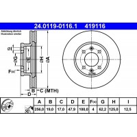24.0119-0116.1 ATE Гальмівний диск