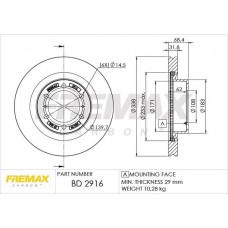 BD-2916 FREMAX Гальмівний диск