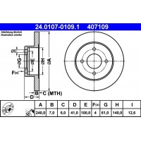 24.0107-0109.1 ATE Гальмівний диск