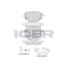 182347 ICER Комплект гальмівних колодок дисковий гальм