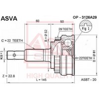 OP-3126A29 ASVA Шарнирный комплект, Привідний вал