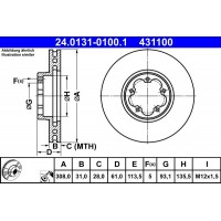 24.0131-0100.1 ATE Гальмівний диск