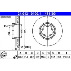 24.0131-0100.1 ATE Гальмівний диск