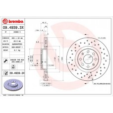 09.4939.3X BREMBO Гальмівний диск