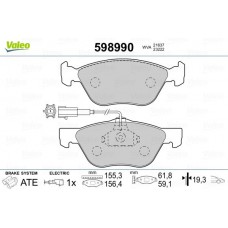 598990 VALEO Комплект гальмівних колодок дисковий гальм