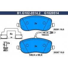 B1.G102-0514.2 GALFER КомплеК т гальмівних колодок, дискове гальмо