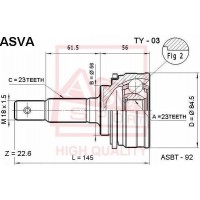 TY-03 ASVA Шарнирный комплект, Привідний вал
