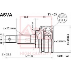 TY-03 ASVA Шарнирный комплект, Привідний вал