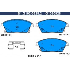 B1.G102-0928.2 GALFER Комплект гальмівних колодок дисковий гальм