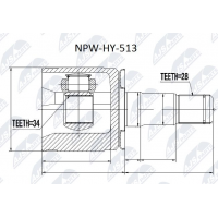 NPW-HY-513 NTY Шарнирный комплект, Привідний вал