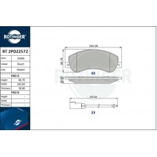 RT 2PD22572 ROTINGER Комплект гальмівних колодок дисковий гальм
