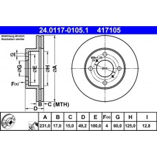 24.0117-0105.1 ATE Гальмівний диск