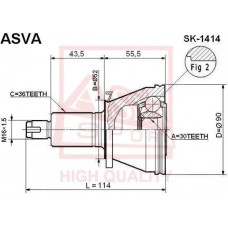 SK-1414 ASVA Шарнирный комплект, Привідний вал