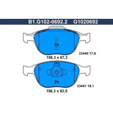 B1.G102-0692.2 GALFER Комплект гальмівних колодок дисковий гальм