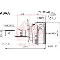 TY-CE1A48 ASVA Шарнирный комплект, Привідний вал