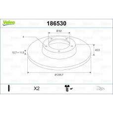186530 VALEO Гальмівний диск