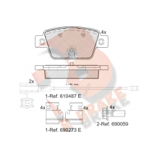 RB2043 R BRAKE Комплект гальмівних колодок дисковий гальм