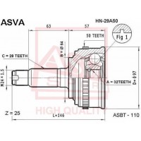 HN-29A50 ASVA Шарнирный комплект, Привідний вал