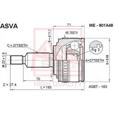 ME-801A48 ASVA Шарнирный комплект, Привідний вал