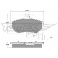 TX 13-121 TOMEX Brakes Комплект гальмівних колодок дисковий гальм