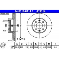 24.0119-0114.1 ATE Гальмівний диск