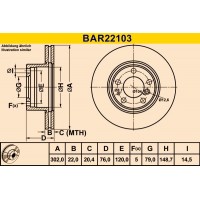BAR22103 BARUM Гальмівний диск